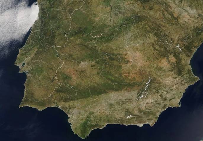 Una imagen de España captada por el satélite Terra de la NASA el 10 de mayo de 2022